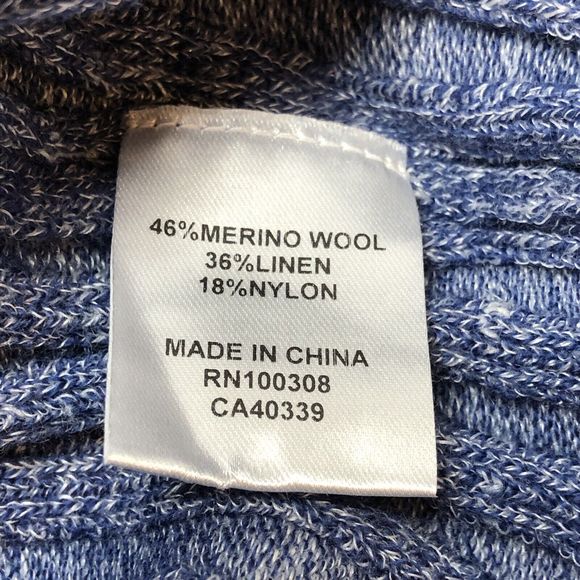 Peter Millar Naples Shore Shawl Sweater Large Blue Wool Linen Ribbed Pullover - Picture 8 of 8